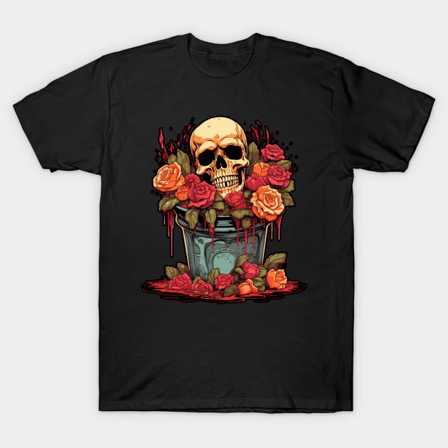 Spooky horror flower bouquet - Happy Halloween T-Shirt by Unelmoija